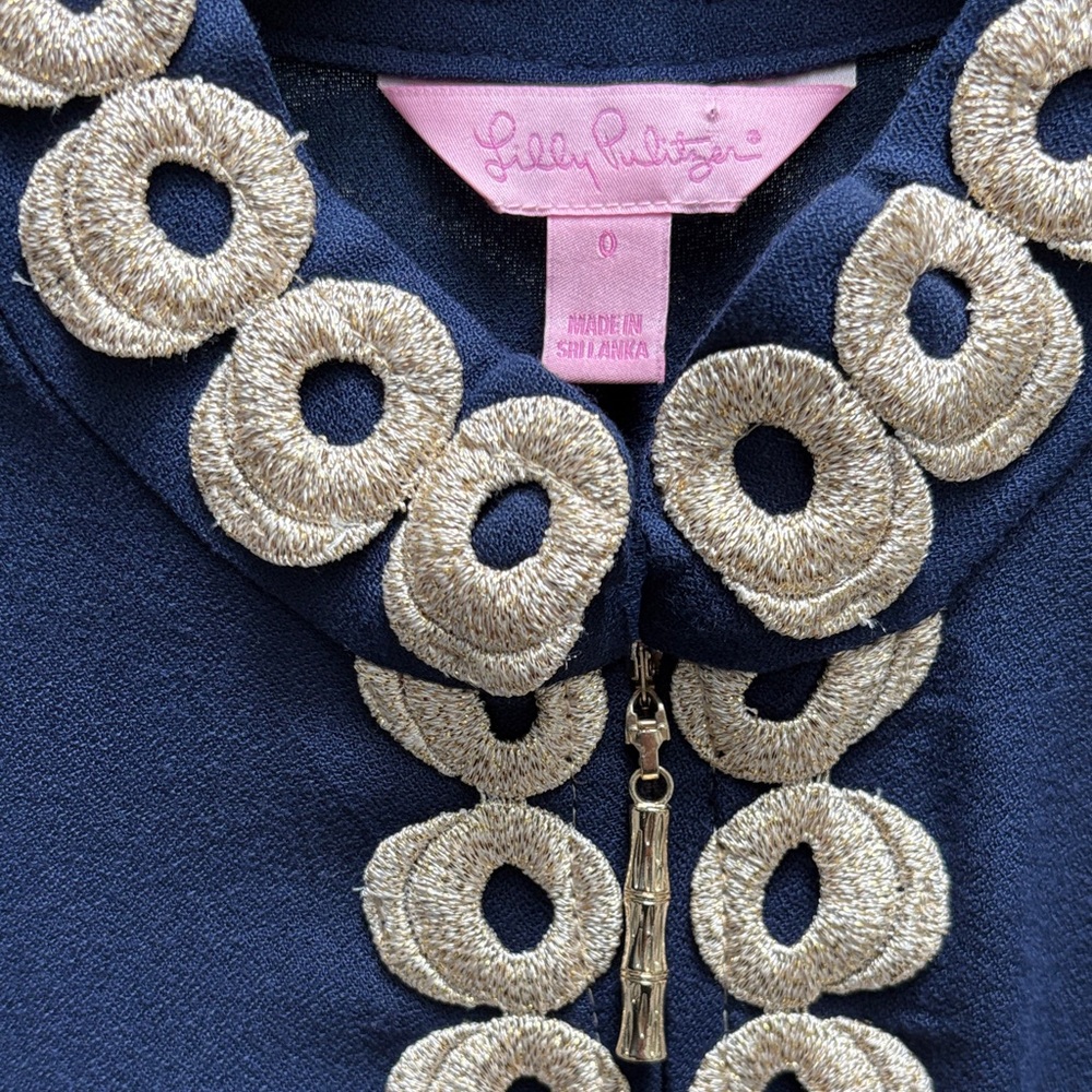 Lilly Pulitzer Women’s Navy gold embellished Jane sleeveless dress 0 - Picture 4 of 5